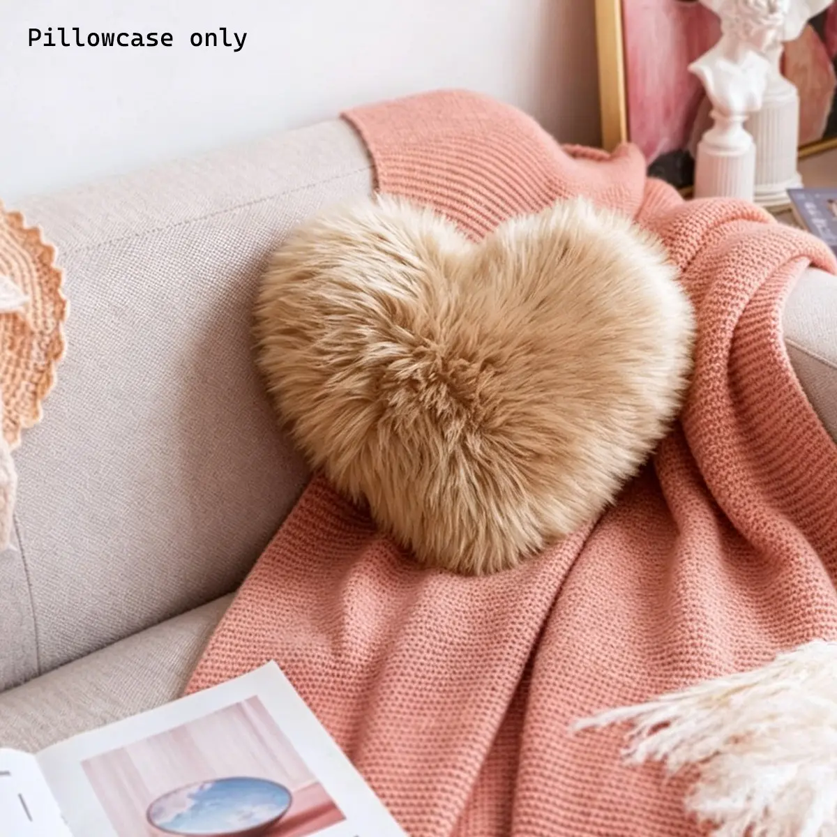 Solid Color Heart Shaped Throw Pillow, 1 Count Soft Comfortable Throw Pillow, Decorative Cushion for Home Sofa Bed, Soft Furry Cushion