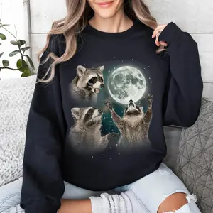 Raccoons Howling At the Moon Sweatshirt, Racoon Meme Shirt, Funny Sweatshirt, 3 Raccoons Shirt, Sarcastic Animal Sayings Shirt