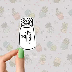 salty salt shaker sticker funny employee boss sticker funny Sarcastic Sarcasm Sticker Book lover Funny Plant Stickers for Tumblers and Water Bottles Waterproof 3" PU Leather