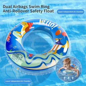 Summer Water Play Essential! Swimbobo Kids Swimming Ring, Dual Airbags Thick PVC Super Safe, Cute Cartoon Anti-Tip Float Toy for Pool Beach