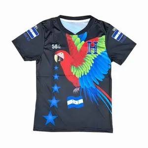 Honduras Guacamaya Soccer Jersey Black Color with Vibrant Parrot Design and National Flag Accents