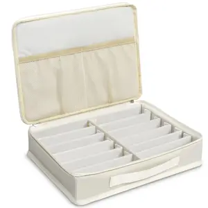 Multiple Sunglasses Organizer Case - Foldable Travel Glasses Storage & Display Box, Adjustable Slots for All Sizes