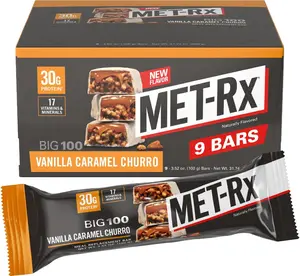 MET-Rx Big 100 Vanilla Caramel Churro – High Protein Bars (9 Bars)