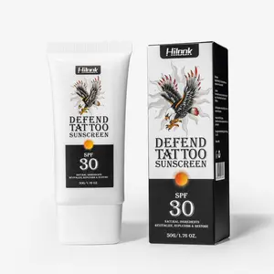 Hilook Tattoo Sunscreen SPF 30 Broad Spectrum Shield Water-Resistant UV Block Non-Greasy Color Protection 50g Skincare Comfort