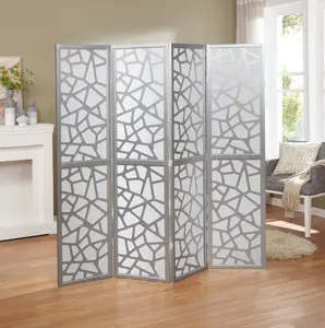 Giyano 4 Panel Screen Room Divider, Sliver Giyano 4 Panel Screen Room Divider, Sliver