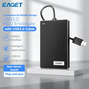 EAGET Portable HDD Enclosure, 2.5 Inch USB 3.0 External Drive Case, Fast Data Transfer Storage Shell Compatible with PC, MAC, PS4/5, Xbox