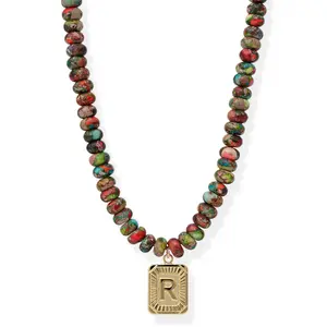 Watercolor Initial Card Necklace