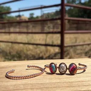3 Stone Copper Cuff and Twisted Copper Cuff Set