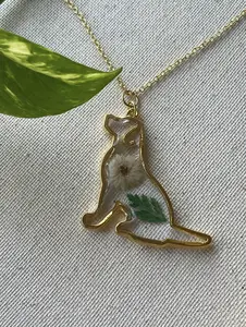 Custom Dog Necklaces, Dog Necklace, Real Pressed Flower Necklace, Gold Dog Necklace, Gifts for Her, Birthday Gift, Dog Lover, Dog Necklace for Humans, Handmade Jewelry, Handmade Necklace, Anniversary Gift, Birthday Gift, Valentines Gift