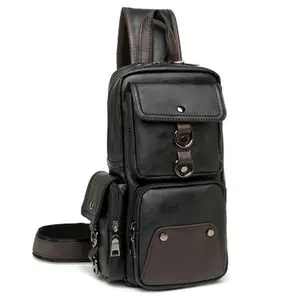Men's Genuine Leather Crossbody Bag, Large Capacity Multi-Functional Top Layer Cowhide Shoulder Bag, Fashionable Men's Vintage Crossbody Bag