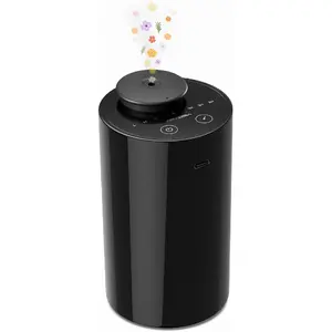 Waterless Essential Oil Nebulizer Diffuser – Battery Operated, 4 Timers, 3 Mist Levels, Portable for Home, Car & Office, Black