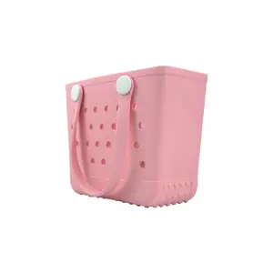 Small Beach Tote Bag for Women, EVA Beach Bag Waterproof Sandproof Small Tote Bag rubber beach bag