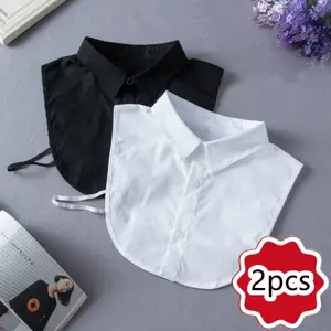 2Pcs Detachable Fakes Collar Cotton Half Shirt Dickey Unisex Fashion Accessories for Business Casual Wear Formal Occasion Soft Material Easy to Wear