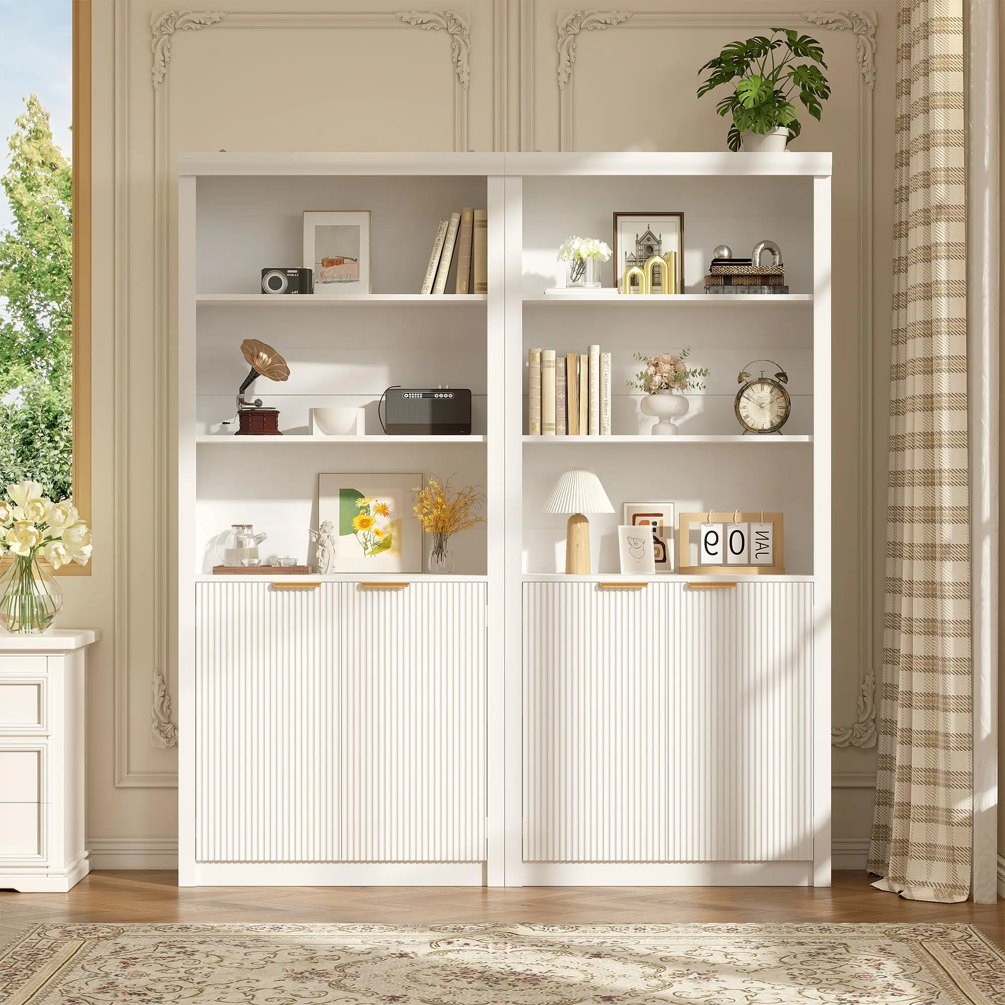 Garvee 5-Tier Wooden Bookcase - Adjustable Shelves, Storage Cabinet, 71" Vertical Space, Waterproof Finish, 31.5" W x 13.78" D x 70.87" H, 48 lbs, Assembly Required, Modern Freestanding Organizer for Home Office