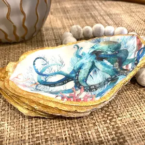 Epoxied Octopus Oyster Shell Trinket Dish