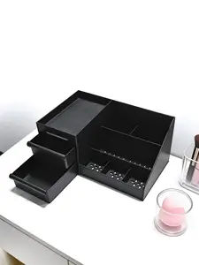 "Multi-Use Organizer: Store Makeup in Drawers, Display Brushes | Fits Bathroom Countertop, Vanity & Office Desk"