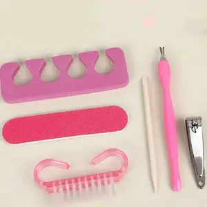 Portable Manicure Set, Nail Art Manicure, Rose Nail File, Polishing Strip, Horn Brush Dead Skin Remover, Nail Care Tools, 6 Piece Kit