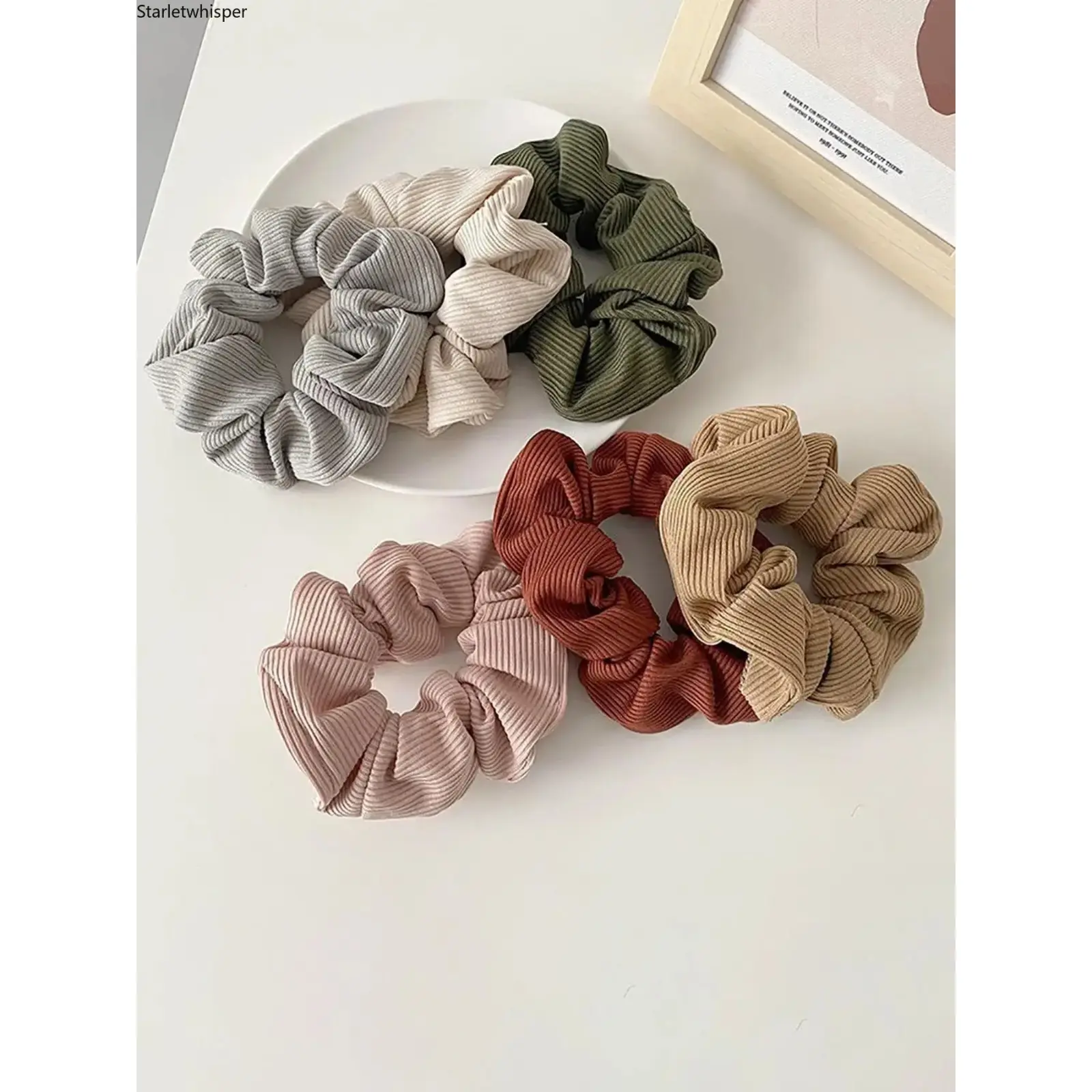 6Pcs Women's Simple Solid Color Scrunchies, Sweet Fresh Elastic Hair Ties, Soft Lightweight Hair Accessories Perfect for Daily Wear, Parties & All Hairstyle Styling