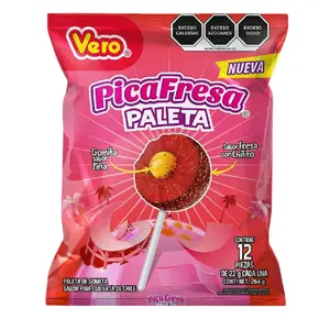 Vero PicaFresa Paleta Pineapple-Flavored Gummy Lollipop Covered in Chili 12 Pieces Bag 22g Each