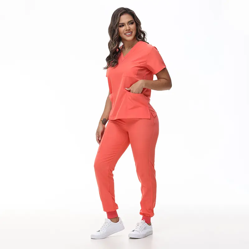 Scrubs Sets for Women, Fitted V-Neck Doctor Nurse Uniform, High Stretch Quick-Drying Comfortable Clothes