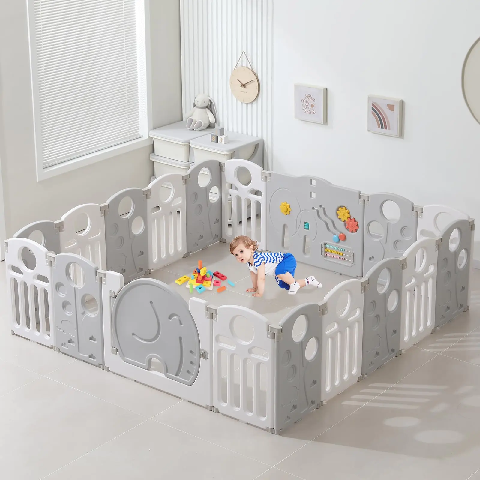 Baby Playpen,for Kids and Toddlers,Kids Activity Centre Safety Play Yard,Safety Gates for Indoor&Outdoor,Sturdy Baby Fence Area,Portable, Educational, and Safe Play Yard 18 Panels
