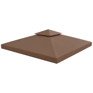 9.8' x 9.8' Gazebo Replacement Canopy Coffee 2 Tier Vented Top Only PA Coated UV Resistant with Drain Grommets for Light Rain