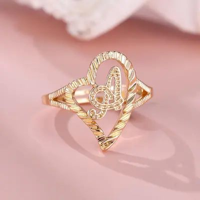 Gold Heart Ring Woth The Letter J TikTok Shop
