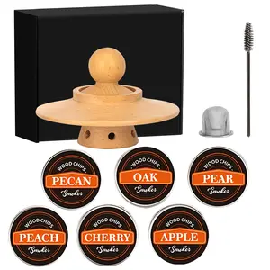Whiskey Smoking Set, 1 Set Whiskey Smoking Kit with Wood Chips, Cocktail Smoking Kit for Men, Perfect Bourbon Gift for Birthday, Father's Day, Valentine's Day Equipment Utensils Wooden