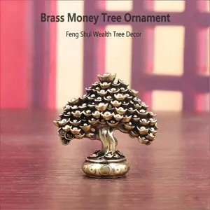 Solid Brass Money Tree, Wealth Attracting Ingot Tree, Retro Tea Pet Ornament, Handheld Craft, Copper Decoration