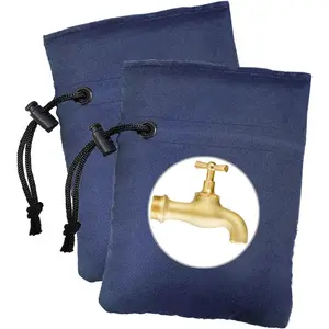 Upgraded Outdoor Faucet Cover for Winter Freeze Protection - Outside Water Hose Bib Insulated Sock for Cold Weather, Blue, Pack of 2