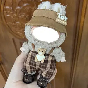 Brown Labubu Overalls Bear Toy Outfit Labubu Anime Costume Cosplay 17cm Doll Clothes