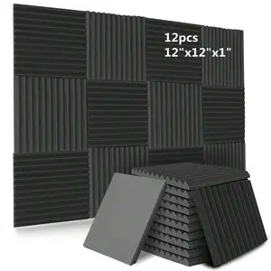 12/24 Pieces 12x12x1 Inch Resilient Soundproof Cotton for Kids Room Music Studio Room Decoration Absorption, Noise Reduction Material