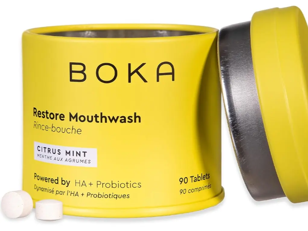Boka Hydroxyapatite Mouthwash Tablets Citrus Mint 90-Count | Fluoride free and alcohol free chewable tablets, travel size mouthwash tablets, refreshes breath