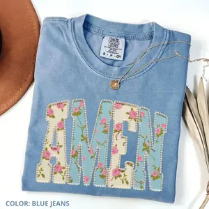 Comfort Colors Amen Pearls  T-shirt, Easter Floral Christian Pearls Tee, Retro Rose Floral Religious Apparel, Boho Cottagecore Shirt