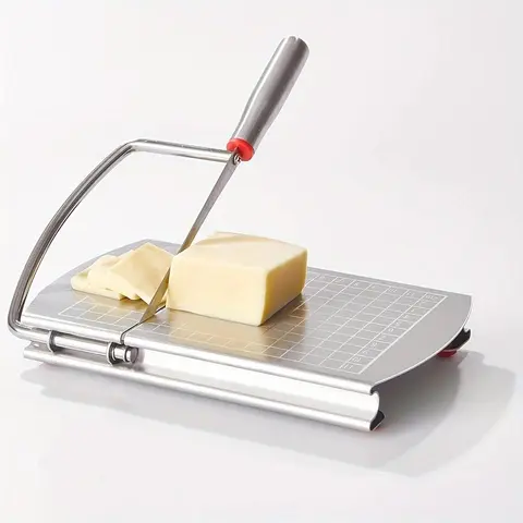 Stainless Steel Cheese Cutter, 1 Count Butter Cheese Slicer with Scale, Household Baking Tool for Butter Cheese Slicing