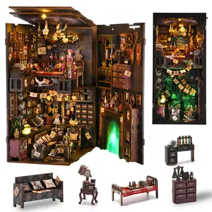 The House of Magic DIY Book Nook Kit Miniature House Dollhouse Kit for Adults and Teens with Magnetic Building Set and LED Lights