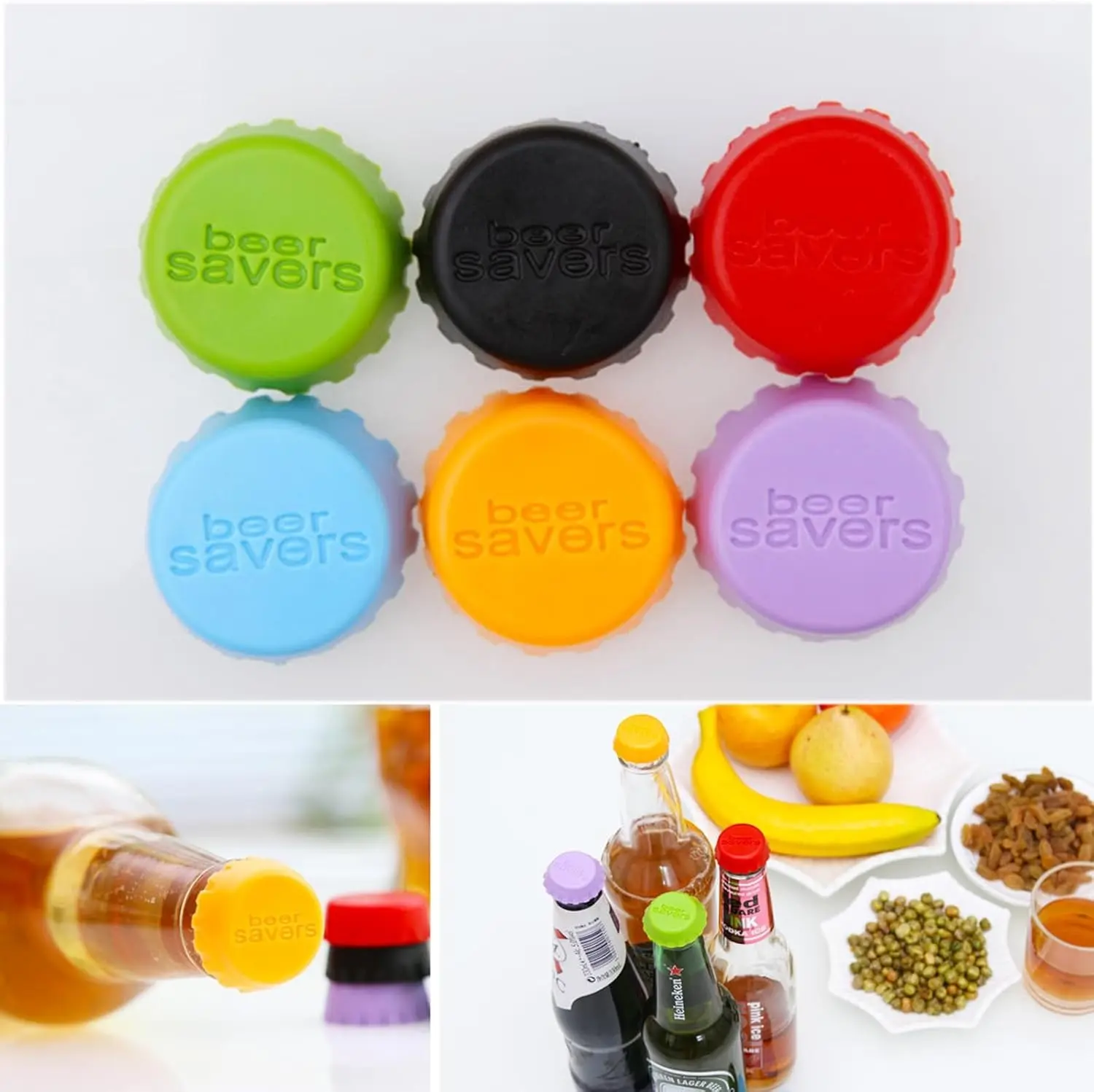 Reusable Silicone Bottle Cap, Leakproof Silicone Lid, 12 Counts/set 6 Color Multifunctional Leak Proof Bottle Cap, Practical Sealing Cap, Silicone Replacement Caps for Home Kitchen