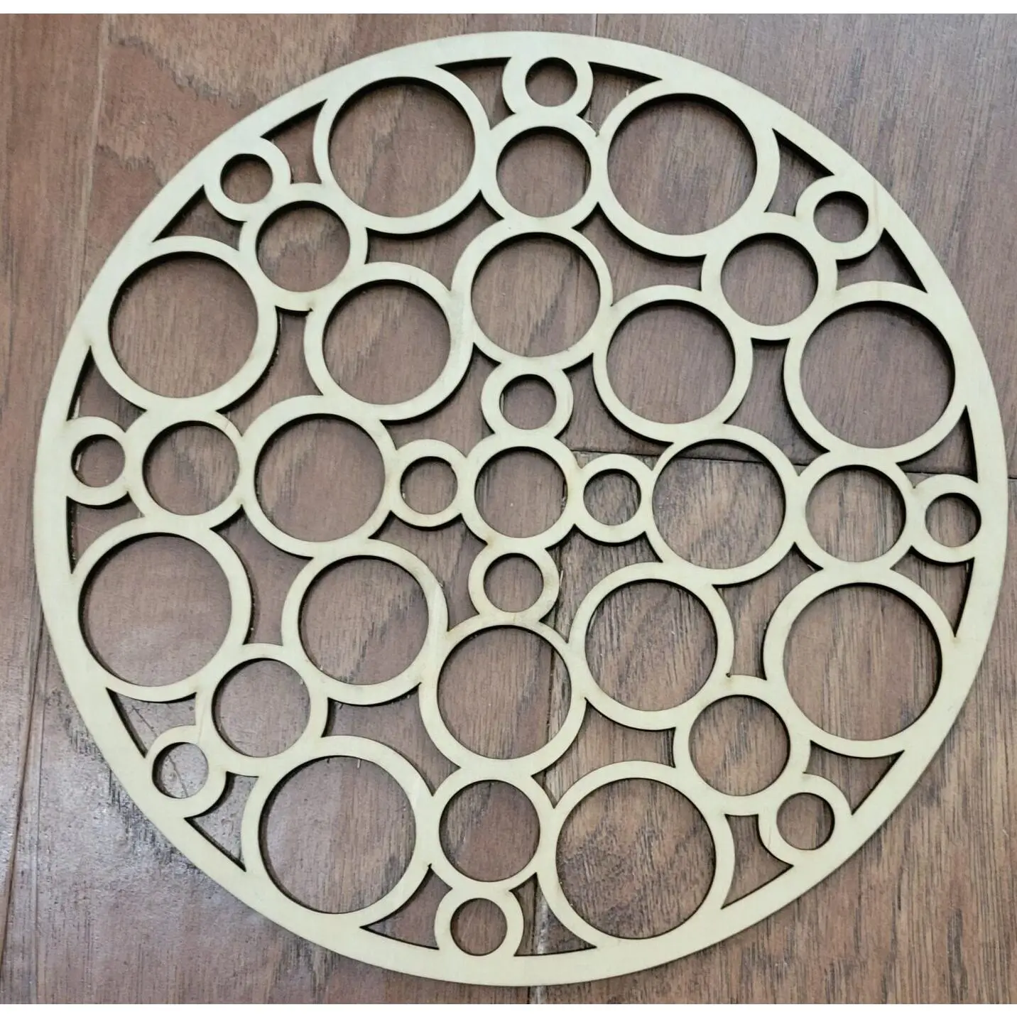 Wood Coloring Mandala Craft Kit Pattern -Bubbles Mandala