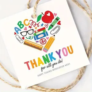 Teacher Appreciation Week Gift Tag, 1 Count Colorful Heart Shaped Gift Tag, School Party Favor Label Template, Instant Digital Download