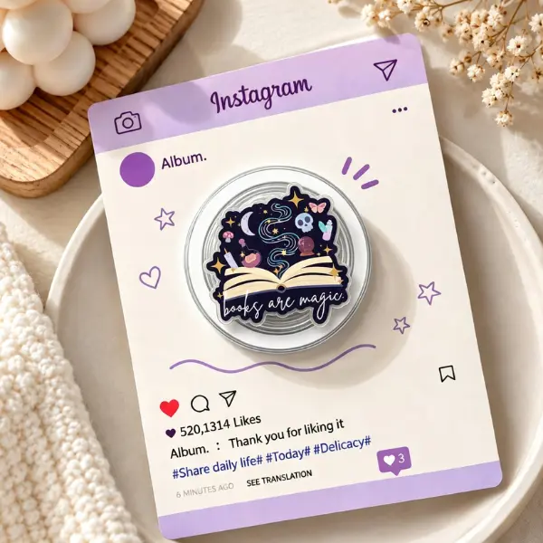 Books Are Magic MagSafe Phone Grip, Witchy Open Book & Crystal Ball PopSocket, Celestial Fantasy Reading Accessory, BookTok Reader Gift