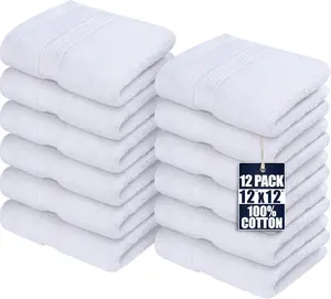 Utopia Towels 12 Pack Premium Wash Cloths Set, 12 by 12 Inches, 100% Cotton Ring Spun, Highly Absorbent and Soft Feel Essential Washcloths for Bathroom, Spa, Gym, and Face, White