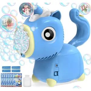 Multifunctional Bubble Making Machine for Toddlers 1-3: Automatic Unicorn Bubble Gun for Toddlers 1-3 3-5 4-8| 360°Leak Proof Bubble Blower Contain 4 AA Battery with Light & Bubble Solution Outdoor Toys