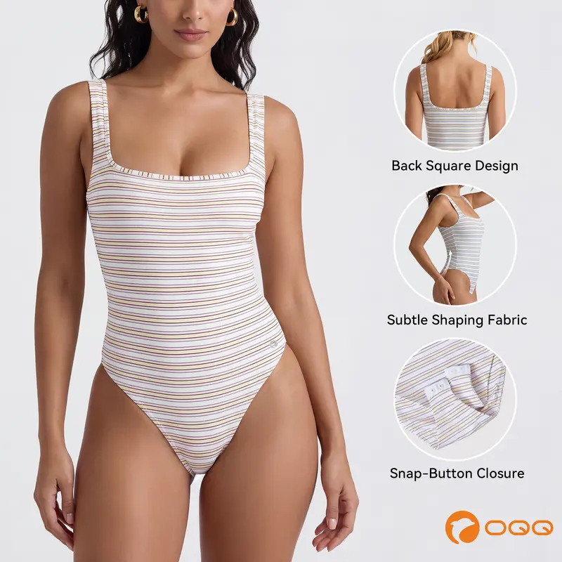 OQQ Lange Mouwen Body Dames 2-delige Vierkante Hals Tops Sexy Body Top Naadloze Elegant Bodysuit Zwart Koffie OQQ Lange Mouwen Body Dames 2-delige Vierkante Hals Tops Sexy Body Top Naadloze Elegant Bodysuit Zwart Koffie