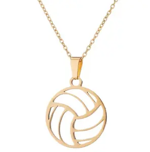 【PANG Jewelry】Sports Series Volleyball Necklace, Round Pendant, Design Sense, Hollowed-out Clavicle Chain Pendant