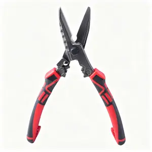 8-Inch Tin Snips — Shears designed for cutting sheet metal; a heavy-duty cutting tool made of stainless steel.