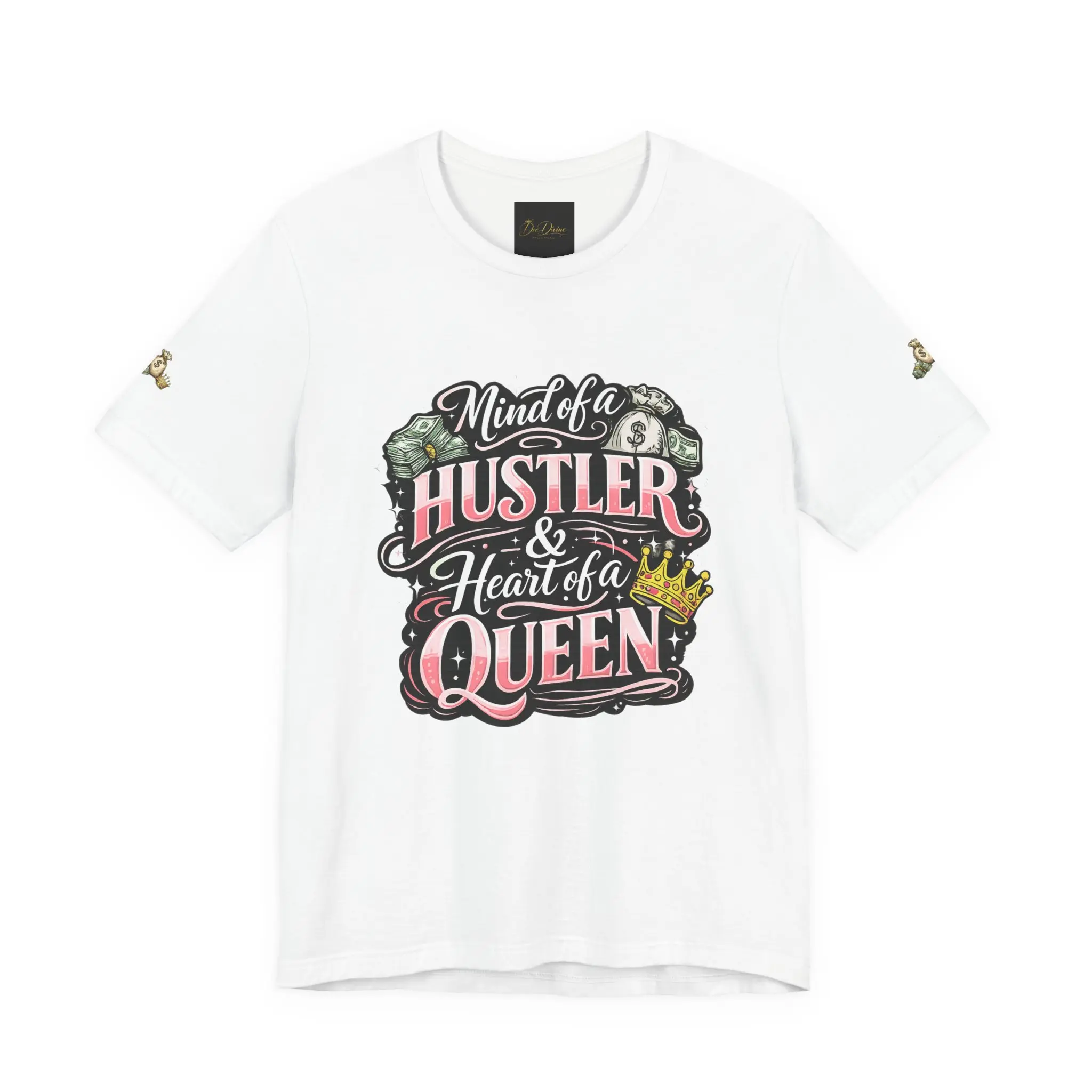 Men's Hustler Queen Graphic T-Shirt - Menswear Garment, Soft 100% Breathable Knit Cotton Casual Vintage-Inspired Tee with Ribbed Collar