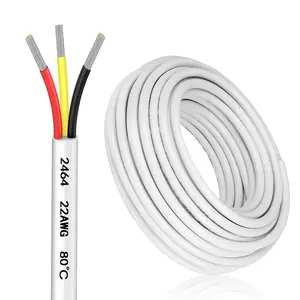 22 Gauge 3 Conductor Electrical Wire, 22 AWG Stranded Tinned Copper 3 Wire Cable, Low Voltage Electrical Wire for Security Alarm Access Control Speaker Automotive Thermostat Sprinkler, White