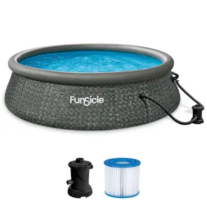 Funsicle Activity Round Above Ground Swimming Pool Set with SkimmerPlus 2-in-1 Filter Pump, (8 ft | 12 ft| Size & color options)