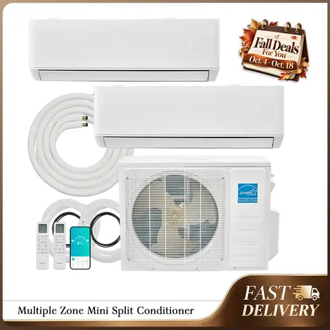 [Ships in Multiple Boxes] AMERLIFE Mini Split Conditioner, AC/Heating, 20,000/28,000 BTU, 22/25 SEER2, Multiple Zone Ductless Inverter Heat Pump, WiFi with Pre-Charged Condenser&16.4Ft Line Set, 208-230V, Energy-Efficient[TikTokShopFallDealsForYou]