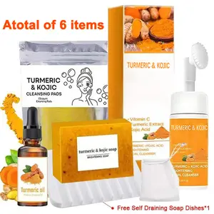 Turmeric Soap & Essential Oil Set,Including 1 Counts Turmeric Soap &1 Counts Essential Oil & 1 CountsSoap Saver, Daily Skin Care Set forMen & Women New Year's, Christmas, and Halloween gifts